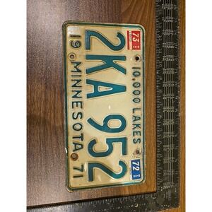 1971 1972 1973 Minnesota License Plate 2KA952 10000 Lakes‎ Vintage DMV Tag